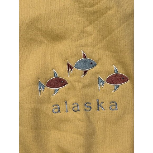 Briar Creek Sweatshirt XL Alaska Yellow Fish Trio Grandpa Grandma Tourist Cabin - Picture 4 of 8